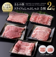 【まるみ豚】豚肉スライス５種　計2.0kg 【 豚 ぶた 肉 しゃぶしゃぶ すき焼き セット 詰合せ 】
