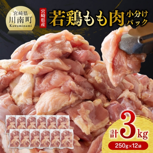 鶏肉を便利な小分けパックに!宮崎県産若鶏もも小分け鶏肉パック 250g×12袋 計3.0kg 【鶏 肉 鶏肉 国産 モモ 九州産 鳥 小分け 使いやすい 便利】 204101 - 宮崎県川南町