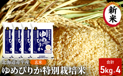玄米 北海道赤平産 ゆめぴりか 20kg (5kg×4袋) 特別栽培米 米 北海道 お米 ふるさと納税 2042238 - 北海道赤平市