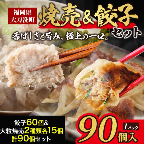 餃子菜館 餃子 60個 & 大粒 しゅうまい 2種類 各15個 計90個セット 酢醤油付き 2042711 - 福岡県大刀洗町