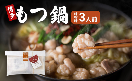 博多 もつ鍋 味噌味 3人前 ご家庭用 鍋セット もつ 国産 牛もつ 味噌 鍋 福岡 大刀洗町 2042788 - 福岡県大刀洗町