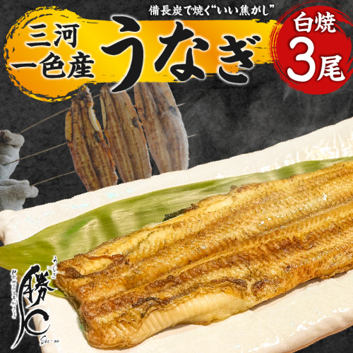 【備長炭で焼く“いい焦がし”】三河一色産うなぎの白焼 ３尾 鰻 ウナギ  白焼き 国産 備長炭 土用 丑の日 冷凍 三河一色産 H189-012 2045467 - 愛知県碧南市