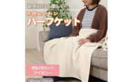 ＜同色2枚セット＞ひざ掛け 大判 ハーフサイズ 綿毛布 ハーフケット コットン100% アイボリー【1607501】