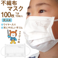 【ホヤぼーやマスク】 不織布マスク 大人用 計100枚 10枚入 ×10袋 [気仙沼市物産振興協会 宮城県 気仙沼市 20565244] マスク 不織布 ワイヤー入り 大人用サイズ キャラクター