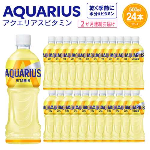 【2か月連続お届け】アクエリアス ビタミン　500ml PET×24本　【04301-0684】 2047995 - 宮城県蔵王町