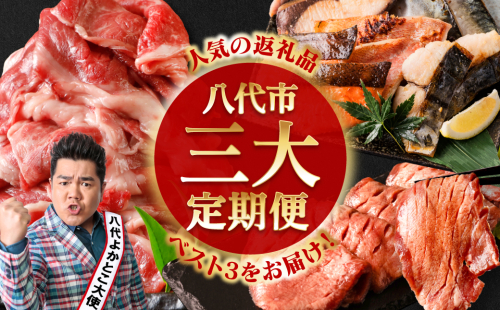 【3回定期便】八代市三大人気定期便 牛タン 西京漬け くまもと黒毛和牛 黒毛和牛 切り落とし 2051048 - 熊本県八代市