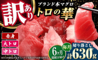 【全6回定期便】訳あり！対馬産 本マグロ 切り落とし 630g（9パック） ≪対馬市≫【桐谷商店】 トロの華 冷凍 新鮮 海鮮 小分け マグロ [WAQ037]