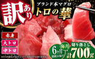【全6回定期便】訳あり！対馬産 本マグロ 切り落とし 700g（10パック） ≪対馬市≫【桐谷商店】 トロの華 冷凍 新鮮 海鮮 小分け マグロ [WAQ041]