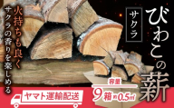 びわこの薪（サクラ薪×9箱） 株式会社ジンジ 滋賀県 東近江市 AO-B03 薪 サクラ 9箱 ストーブ 焚き火 キャンプ アウトドア BBQ
