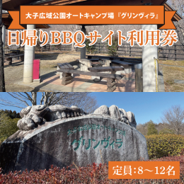 大子広域公園オートキャンプ場「グリンヴィラ」での日帰りバーベキューサイトの利用券になります。 アウトドアの醍醐味バーベキュー！ 大子町の自然を感じながら自分たちで作る料理は格別の美味しさです。 ※食材