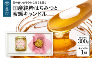 国産純粋はちみつ「天使のしずく」 300gと蜜蝋キャンドル 贈答用箱入り