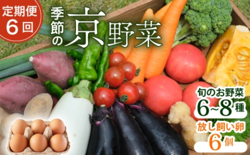 [№5334-0480]【定期便6回】野菜セット 平飼い卵6個入り