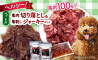 詰め合わせ 国内加工 ペット用 馬肉 切り落とし 1kg ペット用 馬刺しジャーキー 100g(50g×2)【五右衛門フーズ 本店】 [AYCT012]