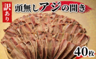 【2025年5月発送】訳あり あじ 鯵 干物 ひもの 40枚 たっぷり 炭室熟成 あじの開き 頭なし