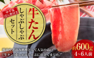 牛たんしゃぶしゃぶセット 約600g（ゆず塩ぽん酢付き） 牛たん 牛タン 牛肉 しゃぶしゃぶ 鍋 冷凍 岡山県