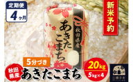 《令和7年産 新米受付》《定期便4ヶ月》あきたこまち 20kg（5kg×4袋）【5分づき】秋田県産 こまちライン