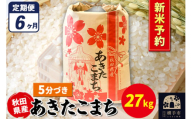 《令和7年産 新米受付》《定期便6ヶ月》あきたこまち 27kg×1袋【5分づき】秋田県産 こまちライン