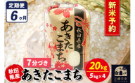 《令和7年産 新米受付》《定期便6ヶ月》あきたこまち 20kg（5kg×4袋）【7分づき】秋田県産 こまちライン