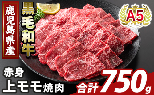 K-483-C 鹿児島県産A5等級黒毛和牛赤身上モモ焼肉(計750g)【ふるさと産直バザール】霧島市 牛肉 国産 鹿児島県産 モモ 焼肉 肉 精肉 2073428 - 鹿児島県霧島市