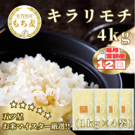 CIB34_【１２回定期便】キラリモチ４ｋｇ もち麦 キラリ もち麦ごはん