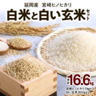 宮崎ヒノヒカリ 延岡産 白米と白い玄米セット 合計16.6kg　N0149-ZB807