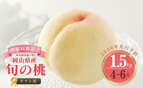 ＜数量限定＞［なんばふぁーむ］岡山県産 旬の桃 1.5kg（4～6玉）[ギフト用]【2026年発送】039-a003 2077488 - 岡山県鏡野町
