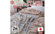 ［2枚組］椿オイル加工 ふんわり綿毛布 シングルサイズ（約140×200cm）×1セット（ピンク1枚・ブルー1枚） CNM-300-2P