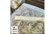 ［2枚組］吸湿発熱あったかボリューム2枚合わせ毛布 シングル 約140×200cm ×1セット（ベージュ1枚・グリーン1枚） JM-2201-2P
