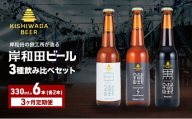 ビール【毎月定期便】岸和田ビール　バラエティー6本　全3回(鐵工・黒鐵・白鐵各種2本ずつ) [№5385-0435]