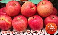 長野市産りんご「サンフジ」約3kg　ご家庭用(7～12玉入り)※配送不可地域あり
