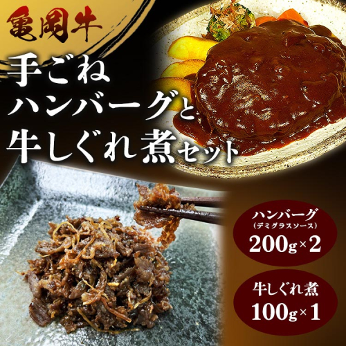 亀岡牛手ごねハンバーグ(デミグラスソース)と牛しぐれ煮 セット 人気 お取り寄せ 冷凍 ギフト 高級 個包装 ソース付き 手作り 簡単調理 お弁当 手土産 老舗 国産 牛肉 2080159 - 京都府亀岡市