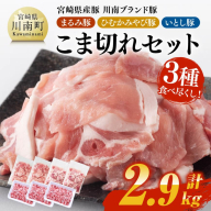 宮崎県産豚 川南ブランド豚「まるみ豚・ひむかみやび豚・いとし豚」3種食べ尽くし!こま切れセット 計2.9kg [ 宮崎県産 豚 豚肉 こま切れ ]