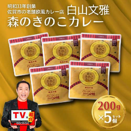 白山文雅 森のきのこカレー5個セット：B195-002 208062 - 佐賀県佐賀市
