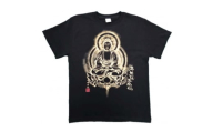 手描きTシャツ 仏画 阿弥陀如来 黒 (半袖 XLサイズ)【1615557】