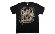 手描きTシャツ 仏画 弁財天 黒 (半袖 Lサイズ)【1615642】