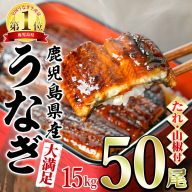 【5004307a】＜大満足＞東串良町のうなぎ蒲焼(無頭)(300g×50尾・計約15000g・タレ、山椒付)うなぎ 高級 ウナギ 鰻 国産 蒲焼 蒲焼き たれ 鹿児島 ふるさと 人気【アクアおおすみ】