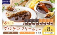 【ギフト仕様】ゆるっとグルテンフリーカレー ビーフ（中辛）チキン（辛口） 合計8食セット【092D-006】
