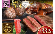 牛肉 和牛 定期便 長崎和牛 バラエティセット「ダイヤモンド」 12回 総計33.2kg [黒牛 長崎県 東彼杵町 hs42bag750085] 牛肉 ローストビーフ ステーキ しゃぶしゃぶ モモ もも ヒレ ヒレ肉 ざぶとん ハンバーグ