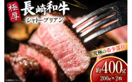 牛肉 和牛 長崎和牛 極厚 シャトーブリアン 200g 2枚 約400g [黒牛 長崎県 東彼杵町 hs42bag750089] 赤身肉 ステーキ シャトー シャトーブリアン 長崎和牛 和牛