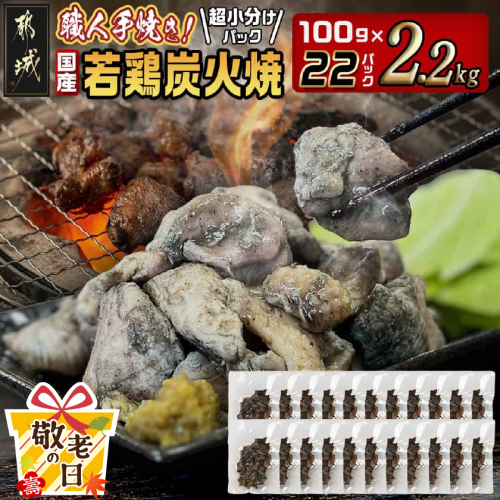 【敬老の日】≪超小分けパック≫職人手焼き!国産若鶏炭火焼2.2kg≪9月11日～15日お届け≫_AA-3311-KG 2086389 - 宮崎県都城市