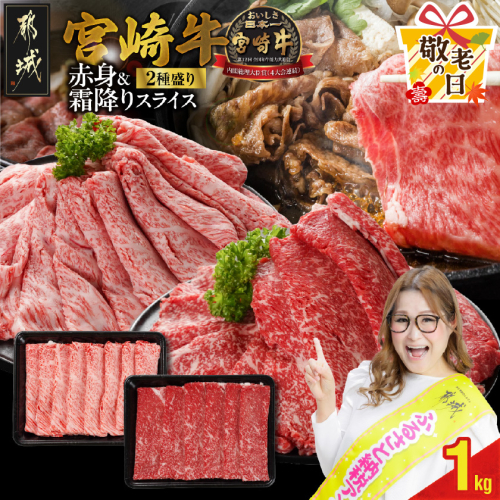 【敬老の日】宮崎牛スライス2種セット500g×2パック≪9月11日～15日お届け≫_17-N201-KG 2086394 - 宮崎県都城市