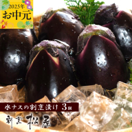 【お中元】泉佐野老舗料亭 割烹料理人が漬ける 水茄子の浅漬け3個セット 010B1188t