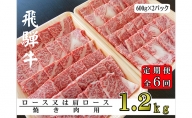 【6ヶ月定期便】A5ランク飛騨牛焼き肉1.2kg（ロース又は肩ロース）