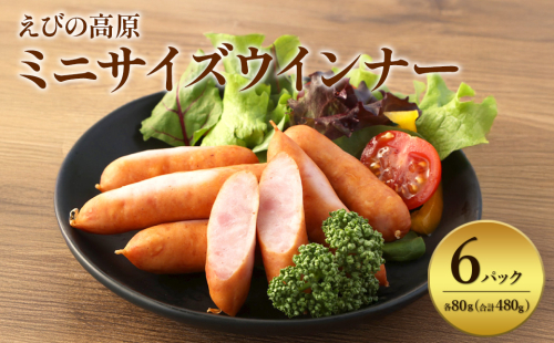 えびの高原 ミニサイズ ウインナー 80g×6パック 合計 480g 豚肉 牛肉 人気 おかず お弁当 おつまみ 総菜 冷蔵 加工品 焼肉 ギフト 九州 宮崎県 えびの市 送料無料 2087154 - 宮崎県えびの市