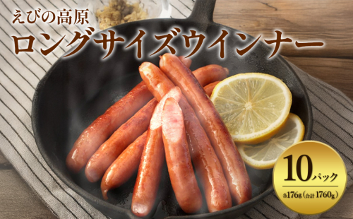 えびの高原 ロングサイズウインナー 176g×10パック 合計 1760g 豚肉 牛肉 人気 おかず お弁当 おつまみ 総菜 冷蔵 加工品 焼肉 ギフト 九州 宮崎県 えびの市 送料無料 2087161 - 宮崎県えびの市