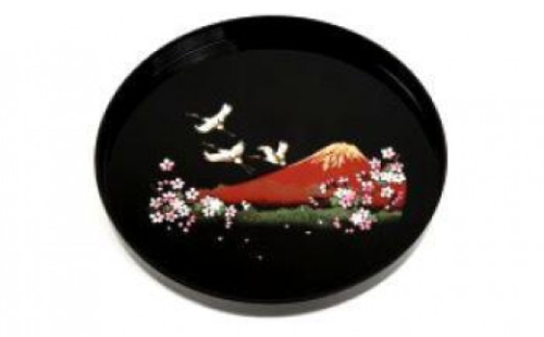 紀州漆器 尺 丸盆 富士に桜 ［YS13］ 2088241 - 和歌山県上富田町