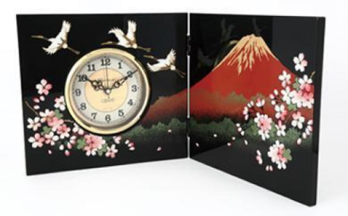 紀州漆器 屏風時計富士に桜（木製 カシュー漆塗） ［YS27］ 2088249 - 和歌山県上富田町
