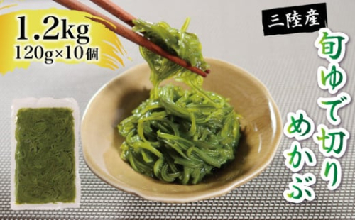 旬ゆで切り めかぶ 120×10袋 計1.2kg 冷凍 海藻 海産物 国産 魚貝類 魚介類 小分け めかぶ メカブ ネバネバ 和食 味噌汁 ごはん 夕飯 おかず サラダ ギフト 贈答 大船渡 三陸 岩手県