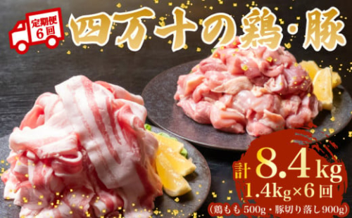 【6ヶ月連続】四万十ブランド 鶏肉500g 豚肉900g（計1.4kg×6回）8.4kg 6回定期便 5Tコース｜ 四万十ポークスライス 四万十ポーク 豚バラ肉 小分け 小間切れ スライス 切り落とし 冷凍 真空パック 細切れ 切身 カット 一口大 カット済み  四万十鶏 鳥肉 とりにく 鶏もも 国産 ブランド 唐揚げ 煮物 鍋 チキン 高知県 須崎市 TM126000 2089649 - 高知県須崎市