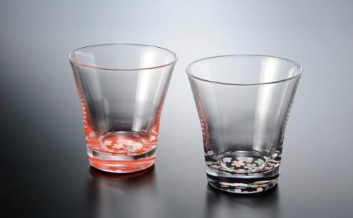 紀州漆器 タンブラーグラス 蒔絵 桜 ペア 赤 黒【YG18】 2089787 - 和歌山県上富田町